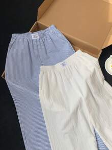 Comfortcana Plus Size Casual Versatile Commute Solid Color With Striped Pants - Multicolor - View 9