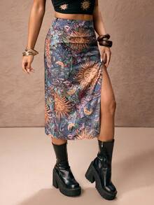 ROMWE PETITE Vacation Style Starry Sky Beach Skirt For Women - Multicolor - View 5