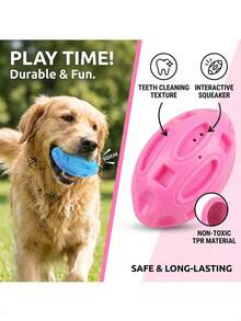 PETSIN 1PC Pet Toys - Bite-Resistant TPR Sound-Producing Rugby Ball For Dogs To Chew And Clean Teeth. Puppy Toy Ball. - Multicolor - View 3
