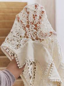 Anewsta Đầm nữ tay ngắn cổ bẻ đính đá lấp lánh, thiết kế dây xích, chất liệu voan mỏng, in hoa, thích hợp cho mùa xuân, hè, các dịp trang trọng, Lễ tình nhân, lễ hội, tiệc tùng, đính sequin, đám cưới. - Trắng ngà - Xem 8