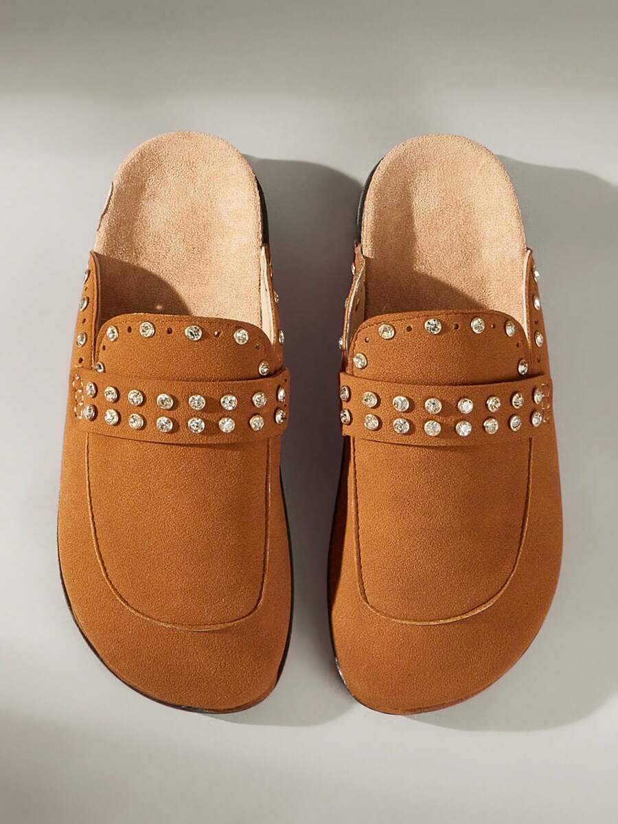 Solecia Women's Casual Versatile Commuter Flats With Rhinestone Decor - Camel - View 1