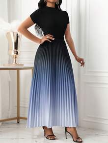 Lunelith SHEIN Lunessa Bộ 2 áo thun nữ tay ngắn cổ tròn in họa tiết ombre phong cách thường ngày. - Nhiều màu - Xem 3
