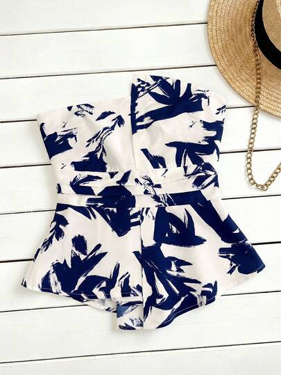 Omancia Summer Casual All-Over Print Asymmetric Camisole Top