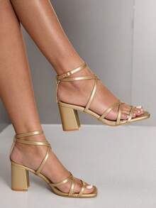 CUCCOO SZL Women Heeled Sandals - Gold - View 1