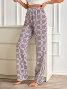 Women Cotton Contrast Colour Heart Pattern Long Pants Homewear Comfort Casual Pajama Sleep Bottom - Multicolor - View 4