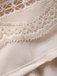 DAZY Đầm dài tay cổ chữ V phối ren màu trơn thanh lịch dành cho nữ, trang phục Valentine cho nữ, đầm hè. - Màu be - Xem 6