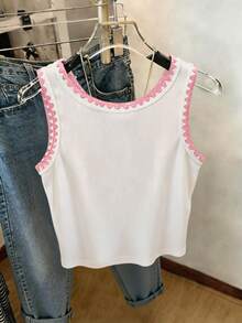 Resyla Plum Blossom Embroidery Women Round Neck Tank Top - White - View 2