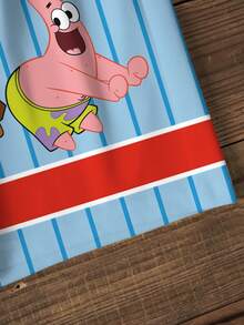 SpongeBob SquarePants | SHEIN 男童夏季休闲条纹卡通印花T恤和短裤套装 - 白色 - 查看 3