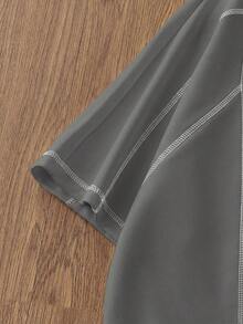 EASEVO 大码休闲日常圆领短袖T恤，夏季 - 淺灰色 - 查看 5