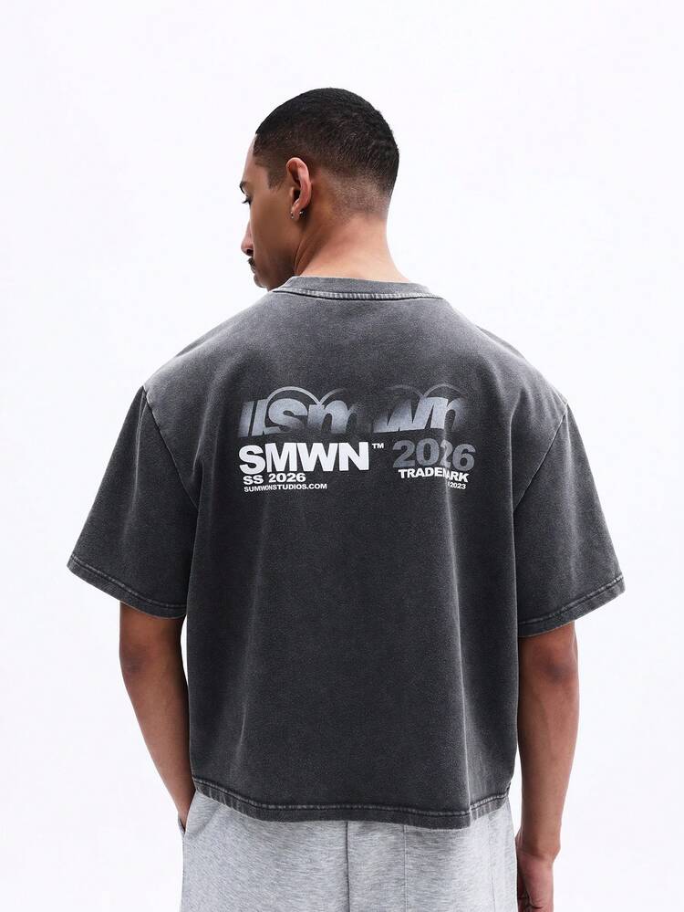Boxy Fit Printed Crew Neck Tee