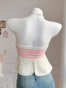 Comfortcana Women's Summer Vacation Striped Ruched Bandeau Knit Top - Multicolor - View 2