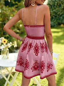 KARISMINA Print Sleeveless Dress For Women, Spring/Summer - Pink - View 2