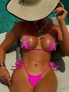 Swim SXY 两件套串珠亮片海星性感派对泳衣，女士沙滩度假泳装套装 - 彩色 - 查看 1