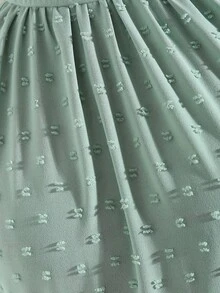 SHEIN Teen GirlGreen Halter Neck Woven Jacquard Dress, Fashionable & Elegant, Suitable For Daily Wear, Birthday, Graduation, Wedding And Other Occasions - Green - View 4