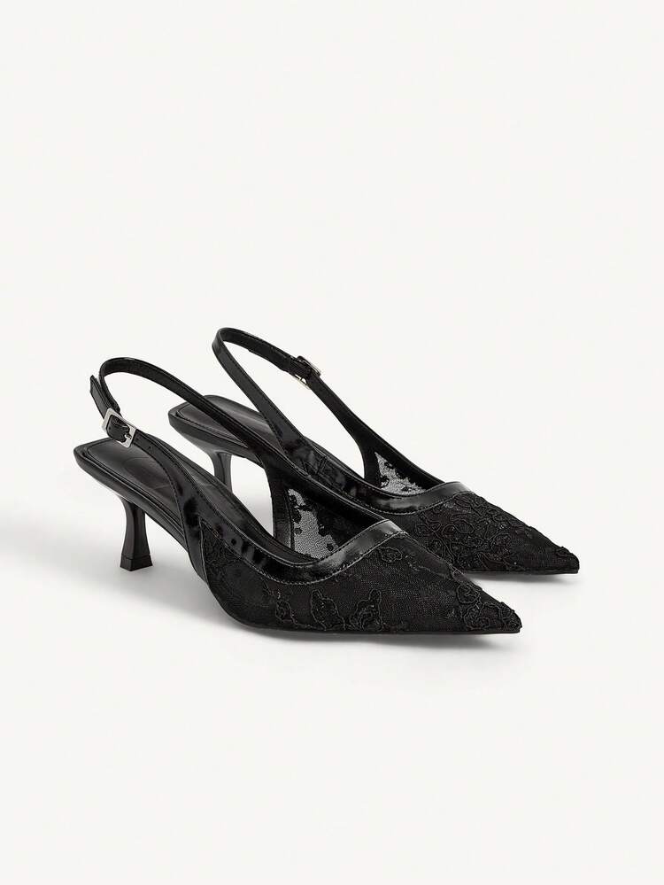 CUCCOO CHICEST Lace Floral Elegant Style Pointed High-Heeled Sandals, New Chinese Style, Suitable For Women Who Pursue , It Is Very Suitable For Daily Commuting, Dating Or Matching Cheongsam/Dress To Attend Light Banquets Wedding Shoes Summer Shoes Bride Shoes