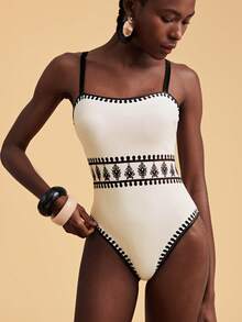 Travachic Women's Floral Print Fashion Spaghetti Strap One-Piece Swimsuit - Multicolor - View 8