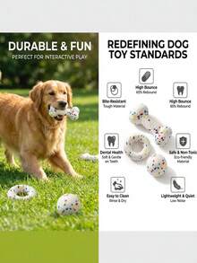 PETSIN 1 Quả bóng đồ chơi cho thú cưng - Đủ chắc chắn để chịu được lực cắn mà không làm vỡ hạt bỏng ngô. Chó có thể gặm xương và thưởng thức bánh rán. Đồ chơi cho thú cưng. - trắng - Xem 5