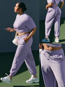 GLOWMODE Celana Jogger Ukuran Besar, Kilau Sepanjang Hari, Sejuk, Cepat Kering, Perlindungan Matahari, Tali Serut Pinggang yang Dapat Diatur, Saku Samping, Potongan Longgar, Cocok untuk Lari, Olahraga, dan Gym. - Lilac Dream - View 6
