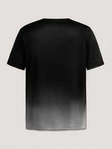 Driftmere Black To Gray Gradient Top, Minimalist Personalized 4 Stripes Print Men's Breathable Short Sleeve Casual T-Shirt - Black - View 2