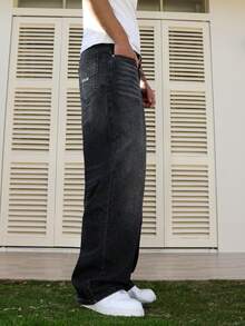 Manfinity Hypemode Quần jeans denim nam dáng rộng, màu xám ombre, thích hợp cho mọi mùa. - Xám - Xem 8