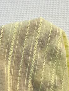Sunnyshic Yellow Jacquard Striped 100% Cotton Fabric With White Lace Patchwork, Rose Decor V-Neck Halter Backless A-Line Ruffle Hem Tank Top, Women's Spring/Summer Vacation Beach Elegant Sweet Cute Retro Versatile Casual Date - Yellow - View 8