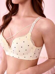 女士白色波点无钢圈文胸，提升乳沟，性感露背文胸，防止胸部下垂，波点文胸【适合娇小胸型】 - 白色 - 查看 7