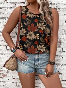 EMERY ROSE Camiseta de tirantes con estampado floral vintage, adecuada para vacaciones, talla grande - Multicolor - Ver 7