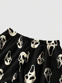 ROMWE Quần short nữ họa tiết hoa Gothic bí ẩn, quyến rũ, mang hơi hướng Gothic mùa hè. - màu đen - Xem 3