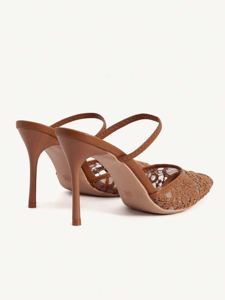 CUCCOO CHICEST Women Shoes Summer And Summer New Mesh Embroidery Pointed Toe Skinny Heel High Heel Elegant Sexy Mesh Women's High Heel Shoes Sticking Heel Foot Strap Closed Toe High Heel Slippers Elegant Sexy Afternoon Tea Party Hunliji Versatile Wear Summer Shoes Wedding Shoes Bride Shoes