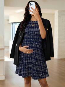 MaterniWear 夏季孕妇装 孕妇工作服 孕妇工作套装 孕妇工作连衣裙 藏蓝色碎花短裙，优雅风格，适合孕妇，通勤或外出穿着。孕妇休闲格子印花无袖连衣裙，适合日常穿着和通勤，夏季，复古风格粗花呢连衣裙 女士藏蓝色连衣裙 女士优雅A字连衣裙 图案连衣裙 藏蓝色粗花呢连衣裙 无袖A字连衣裙 优雅连衣裙 女士休闲连衣裙 女士时尚连衣裙 女士连衣裙 女士休闲连衣裙 女士连衣裙 女士正装 女士夏季连衣裙 温莎连衣裙 女士格子连衣裙 女士工作连衣裙 女士连衣裙 女士正装 格子印花连衣裙 女士办公室连衣裙 女士休闲连衣裙 女士连衣裙 女士办公室连衣裙 女士新款休闲连衣裙 - 寶藍色 - 查看 5