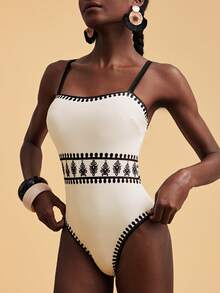 Travachic Women's Floral Print Fashion Spaghetti Strap One-Piece Swimsuit - Multicolor - View 5