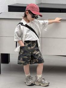 DAZY Toddler Boys' Washed Camouflage Print Denim Shorts - Army Green - View 2