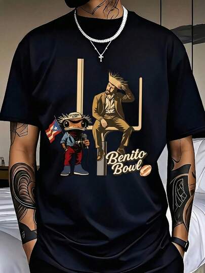 Camiseta de manga corta suelta con estampado de moda para hombres | Diseño exquisito | Imprescindible para el verano | Fácil de combinar, muestra tu estilo, emo, estilo de los 2000