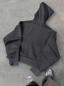 Manfinity Hypemode Men's Casual Short Hooded Cardigan - Grey - View 4