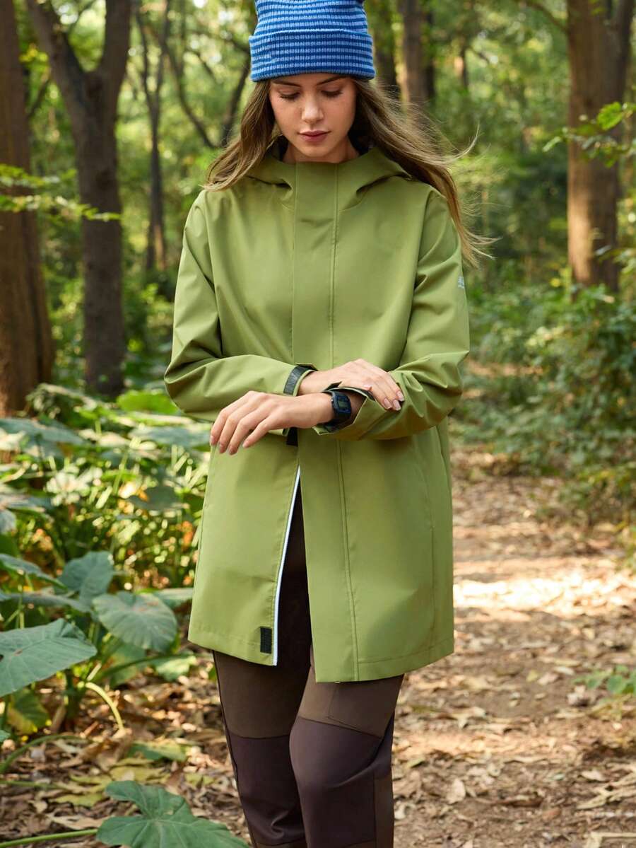 In My Nature Women's Long Sleeve Zip-Up Hooded Outdoor Raincoat Jacket - Green - View 1