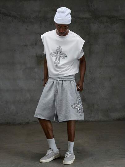 NEON BLANC Men's Graphic Print Drawstring Waist Casual Shorts, Summer