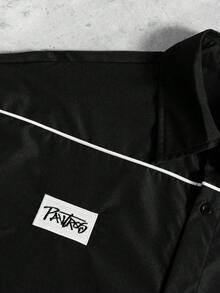 PAVTROS Men's Summer Casual Contrast Trim Shirt And Shorts Set - Black - View 4