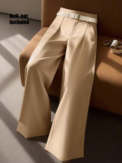 Franclia Women's New High Waist Pleated Cinched Waist Minimalist Versatile Commuting Wide Leg Pants Women Slacks,Suitable For Work Commuting With An Intellectual Vibe, Campus Style.Summer ,Summer Holiday Outfits,Spring, Spring Outfit Women,Going Out, Elegant,Vacation,Casual,Graduation Season Attire, Fashionable Casual Commuter Wear, Business Office Wear, Versatile And Stylish Everyday Casual Wear, Urban Teacher's Professional Attire Flared Pants Bell Bottom Pants