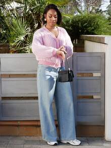 Yess Loren Women's Plaid Printed V-Neck Button-Up Cardigan, Long Sleeve - Multicolor - View 4