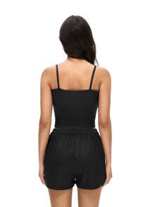 Rest Era Standard Size Women Gothic Style Lace Patchwork Cross Print Camisole And Shorts Pajama Set - Black - View 2