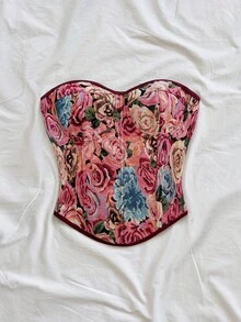 Soleia 女士休闲度假、海滩婚礼宾客、毕业典礼、早午餐、圣帕特里克节、春假、复活节、音乐节等场合适用的优雅波西米亚热带复古印花蝴蝶结无肩带上衣，秋冬季 - 藍色 - 查看 5