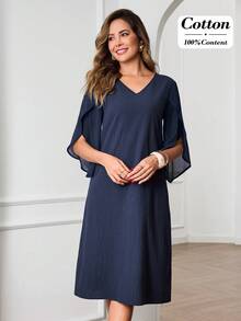 Miaspire Vestidos midi para mujer - Azul Marino - Ver 5
