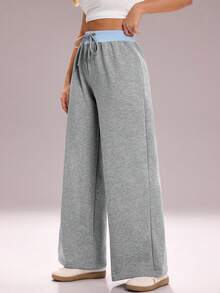 Sovereign Charm Women's Drawstring Waist Pleated Casual Versatile Daily Wear & Sports Wide Leg Pants - Multicolor - View 3