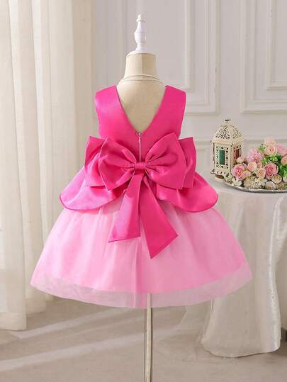 SHEIN Glamorique Kids Young Girl Butterfly Decor Princess Dress, Suitable For Festivals, Birthday Parties, Parks