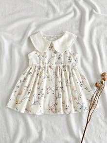 Vintaside Kids Newborn Baby Girl Ditsy Floral Dress, Soft Fabric, Countryside Style, Fashionable, Elegant, Cute, Suitable For Spring/Summer - Multicolor - View 1
