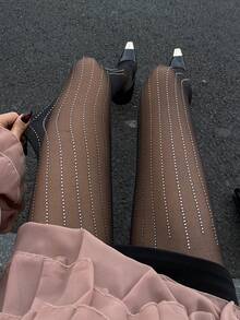 DAZY Women's Sexy Sheer Elastic Rhinestone Studded Bodystocking - Black - View 3