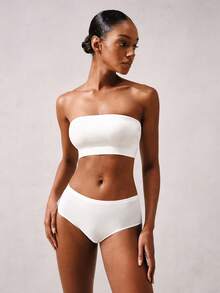 夏季女士无肩带文胸套装，包括细肩带文胸、抹胸、露背上衣和吊带背心 - 白色 - 查看 3