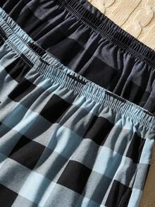 SHEIN 2条男士格子印花家居服裤子 - 彩色 - 查看 6