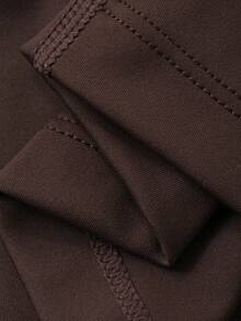 DAZY Women's Tight-Fitting Leggings With 2 In 1 Design - Coffee Brown - View 3