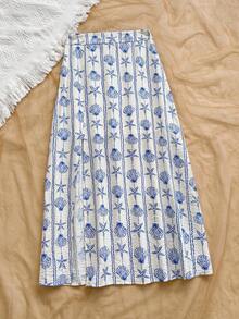 Soleia 女士度假碎花休闲开衩裙 - 鵝黃色 - 查看 4